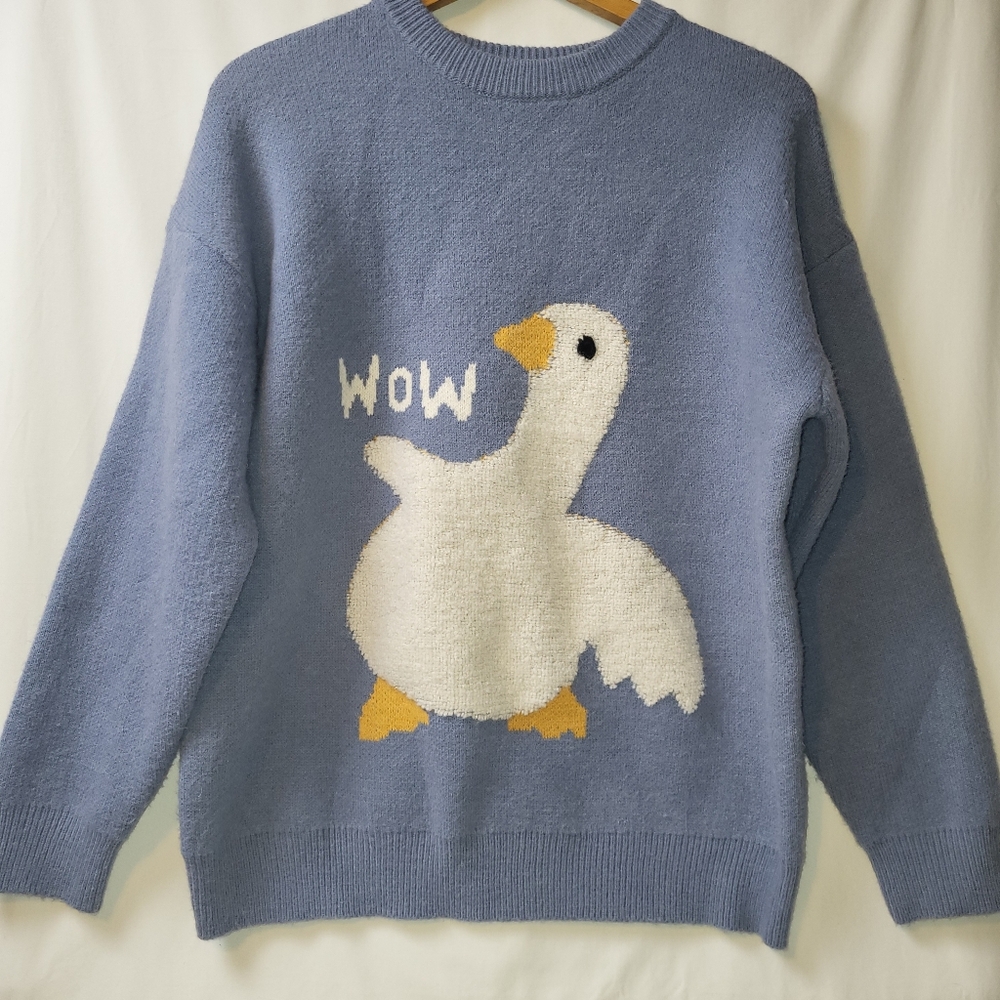 Blue Goose Sweater - Cozy Women's Crew Neck